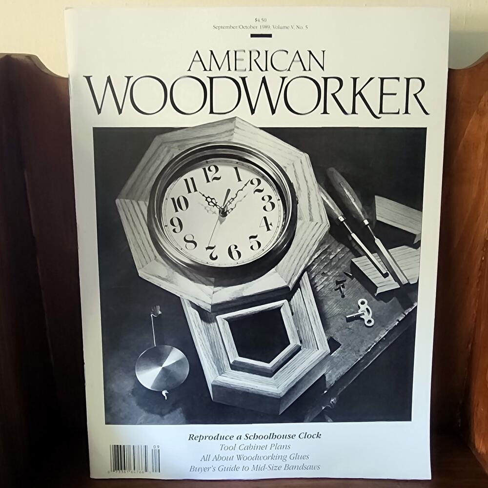 American Woodworker Magazine September/October 1989 Schoolhouse Clock Plans DIY